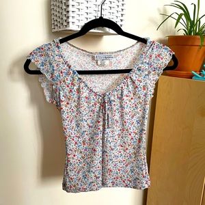 90’s Floral Frill Top